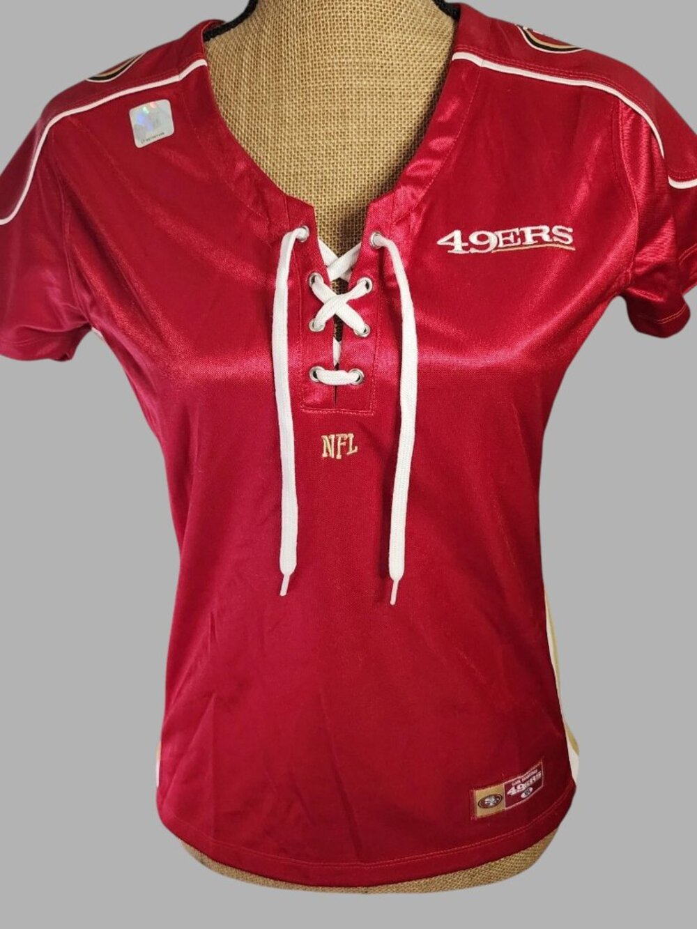 San Francisco 49ers NFL Team Apparel Women's Lace-Up Jersey Medium NWT
